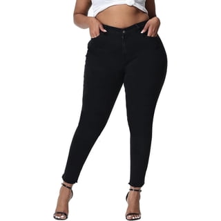 Gocolloa Womens Plus Size Skinny Jeans High Waisted Stretchy Classic Ankle Jean Black 26W