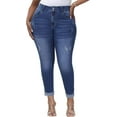 thumbnail image 1 of Gocolloa Womens Plus Size Skinny Jeans High Waisted Stretchy Classic Ankle Jean Blue 18W, 1 of 5
