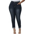 thumbnail image 1 of Gocolloa Womens Plus Size Skinny Jeans High Waisted Stretchy Classic Ankle Jean Dark Blue 18W, 1 of 6