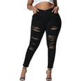 thumbnail image 1 of Gocolloa Womens Plus Size Skinny Jeans Stretchy High Waisted Ripped Distressed Ankle Jean Black 22W, 1 of 6
