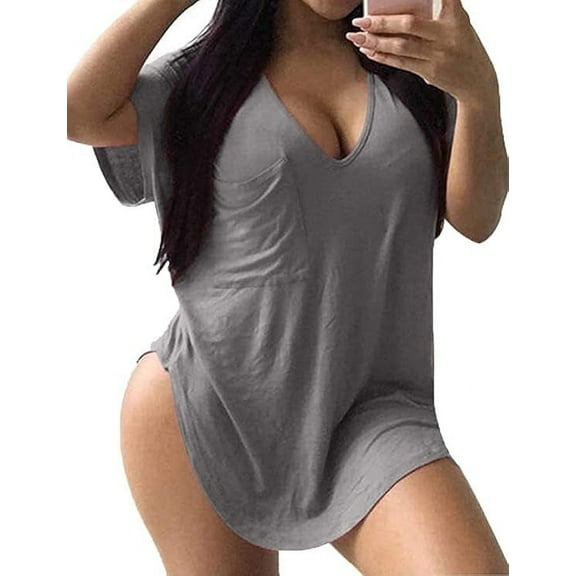 Gocolloa Womens Plus Size Tops Summer Basic Short Sleeve T-shirts Dressy Casual Loose Top Tee Grey 2X