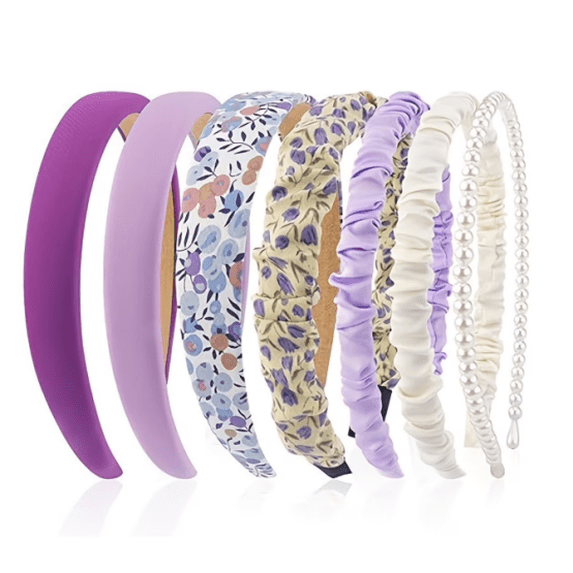 Gocvo 8Pcs Hair Headbands for Women, Fashion Wide Headbands Multi-style Women Headbands Trendy Hair Accessories, Purple