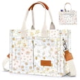 thumbnail image 1 of Gocvo Canvas Tote Bags for Women, Large Multi-Pocket Shoulder Handbag, Crossbody Messenger Bag, Country Garden, 1 of 6