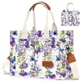 thumbnail image 1 of Gocvo Canvas Tote Bags for Women, Large Multi-Pocket Shoulder Handbag, Crossbody Messenger Bag, Purple Butterfly, 1 of 6