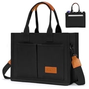 Gocvo Canvas Tote Bags for Women, Large Multi-Pocket Shoulder Handbag, Crossbody Messenger Bag, Black