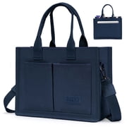 Gocvo Canvas Tote Bags for Women, Large Multi-Pocket Shoulder Handbag, Crossbody Messenger Bag, Dark Blue