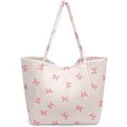 Gocvo Corduroy Tote Bags, Soft Tote Bags for Women, Fashion Woman Handbags for Travel Work EverydayBow