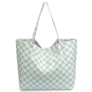 Gocvo Corduroy Tote Bags, Soft Tote Bags for Women, Fashion Woman Handbags for Travel Work EverydayGreen Plaid