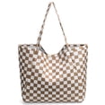 thumbnail image 1 of Gocvo Corduroy Tote Bags, Soft Tote Bags for Women, Fashion&nbsp;Woman Handbags for Travel Work Everyday(Brown Plaid), 1 of 7