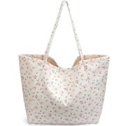 Corduroy Tote Bag, Extra Large Tote Bag for Women, Soft and Lightweight Lady Handbags for Travel Work Everyday(Pink Floral)
