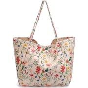 Gocvo Corduroy Tote Bag, Extra Large Tote Bag for Women, Soft and Lightweight Lady Handbags for Travel Work EverydayRetro Flower