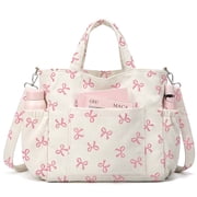 Gocvo Corduroy Tote Bag, Large Tote Bags for Women, Crossbody Shoulder Handbags for Work Travel Pink Bow