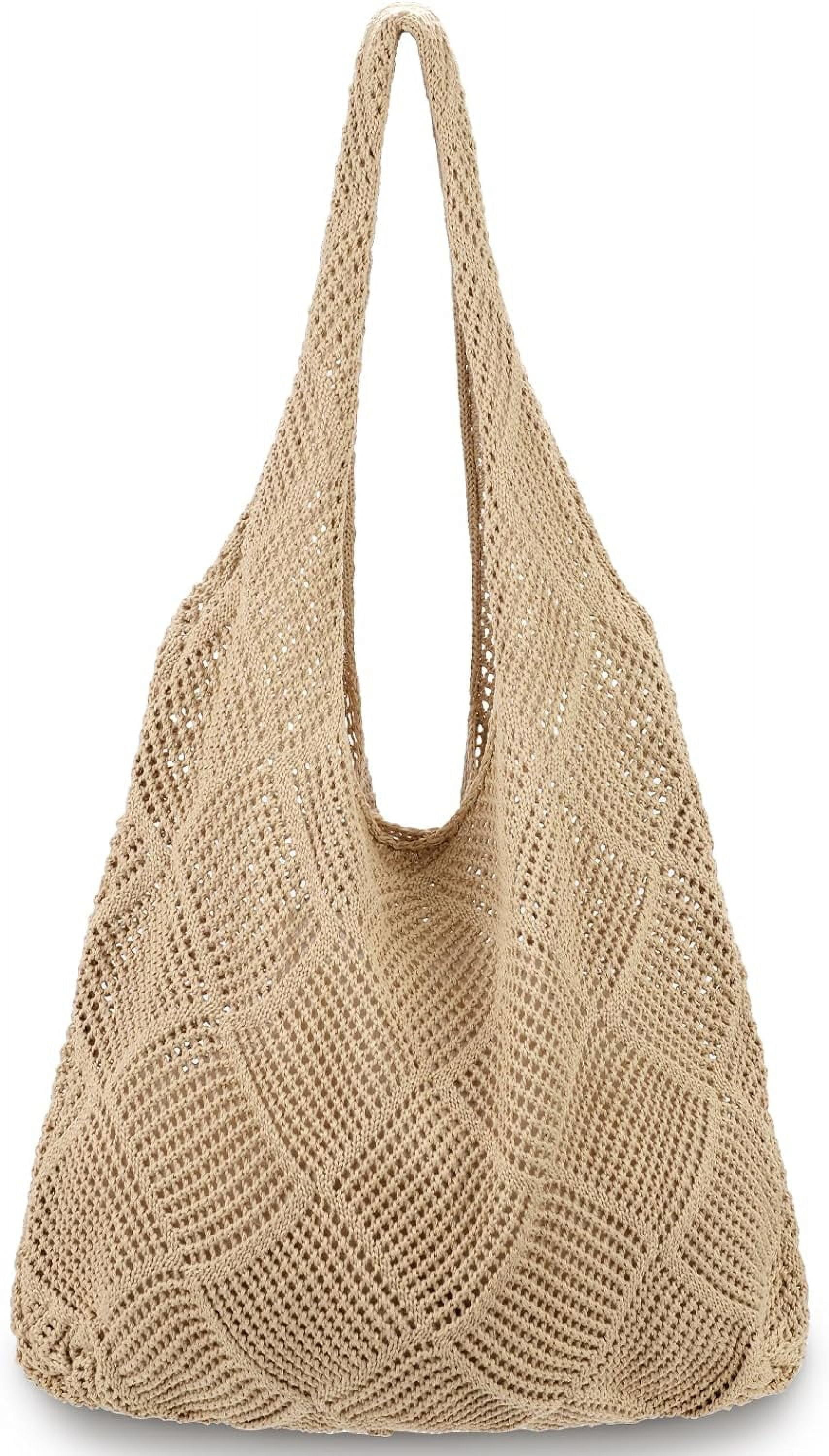 Gocvo Crochet Bag for Women, Knitted Purse Summer Tote Mesh Large