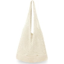Gocvo Crochet Bags for Women Summer Beach Tote Bag Cute Small Beach Bag (Beige 14 x 10 x 26.5in)
