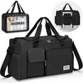 thumbnail image 1 of Gocvo Gym Bag with Shoes Compartment Convenient Gym Tote Bag for Women Dry Wet Separated Weekender Overnight Bags for Travel(Black), 1 of 7