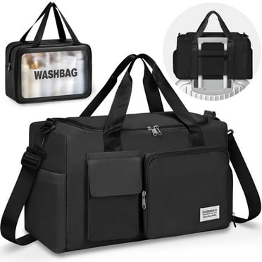 Gocvo Gym Bag with Shoes Compartment Convenient Gym Tote Bag for Women Dry Wet Separated Weekender Overnight Bags for Travel(Black)