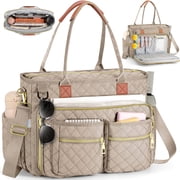 Gocvo Large Capacity Womens Work Bag Multi-functional Teacher Tote Bag with Laptop Compartment Office Work Tote Bag, Khaki