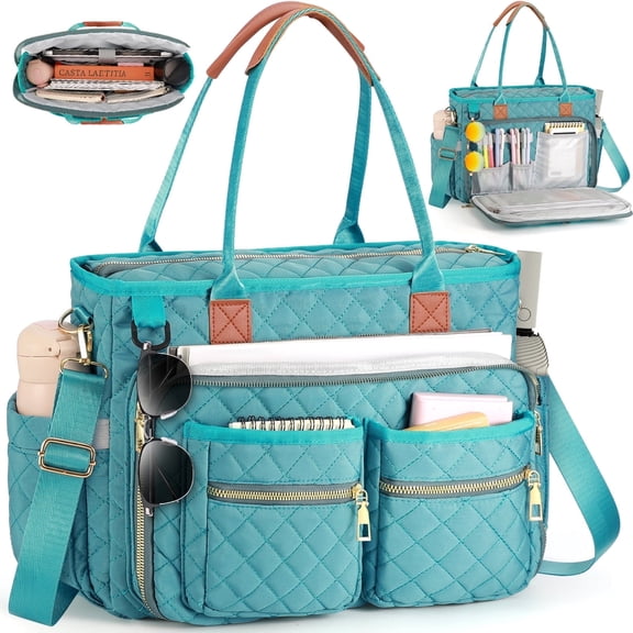 Gocvo Large Capacity Womens Work Bag Multi-functional Teacher Tote Bag with Laptop Compartment Office Work Tote Bag, Green