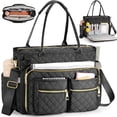 thumbnail interactive-video image 1 of Gocvo Large Capacity Womens Work Bag Multi-functional Teacher Tote Bag with Laptop Compartment Office Work Tote Bag, Black, 1 of 10
