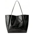 thumbnail image 1 of Gocvo Large PVC Tote Bag for Women, Fashion PVC Bag for Women, Kraft Paper Tote Handbags for Beach Work College, Black, 1 of 7