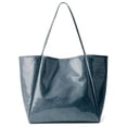 thumbnail image 1 of Gocvo Large PVC Tote Bags for Women, Fashion PVC Handbags Kraft Paper Handbags for Women for Beach Work College, Blue, 1 of 7