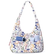 Gocvo Multi-Pocket Hobo Bags for Women, Corduroy Tote Bag for Casual Outings Work ShoppingWatercolor Flowers