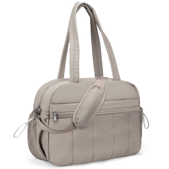 Gocvo Travel Duffel Bag, Adjustable Strap Gym Bag with Wet Pocket for Women, Lightweight Puffy Tote Bag, Water Resistant Overnight Bag for Daily Use, Travel, Gym(Camel)