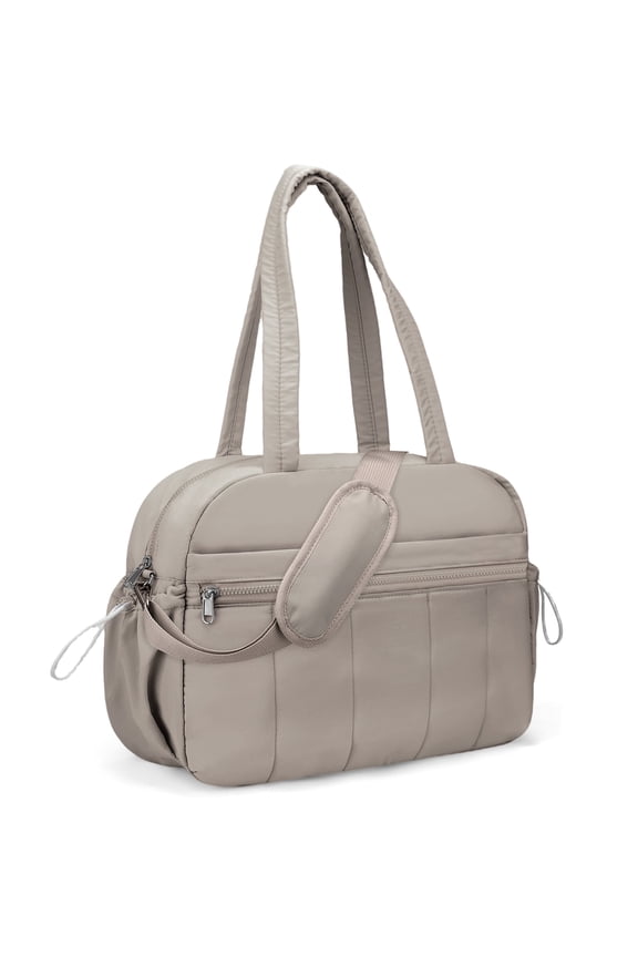 Travel Duffel Bag, Adjustable Strap Gym Bag with Wet Pocket for Women, Lightweight Puffy Tote Bag, Water Resistant Overnight Bag for Daily Use, Travel, Gym(Camel)