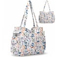thumbnail image 1 of Gocvo Multiple Pockets Corduroy Bag, Large Tote Bag for Women, Ladies Bag Casual Hobo Handbags(Watercolor Flower), 1 of 8