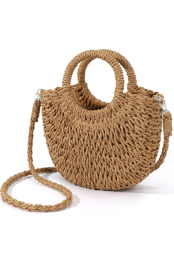 Straw Beach Tote Bag, Straw Handbags for Women, Summer Handwoven Tote Bags Purse, Crossbody Handbags Woven Handle Shoulder Bag