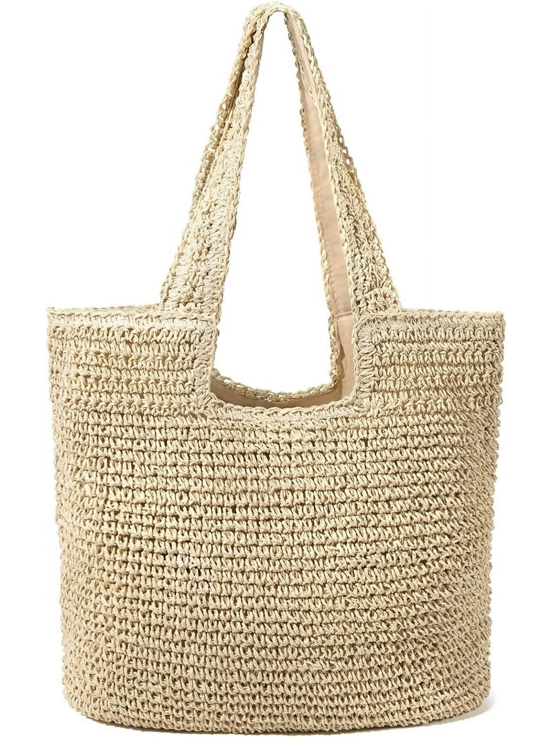 Gocvo Large Straw Beach Bag for Women, Summer Woven Tote, Shoulder