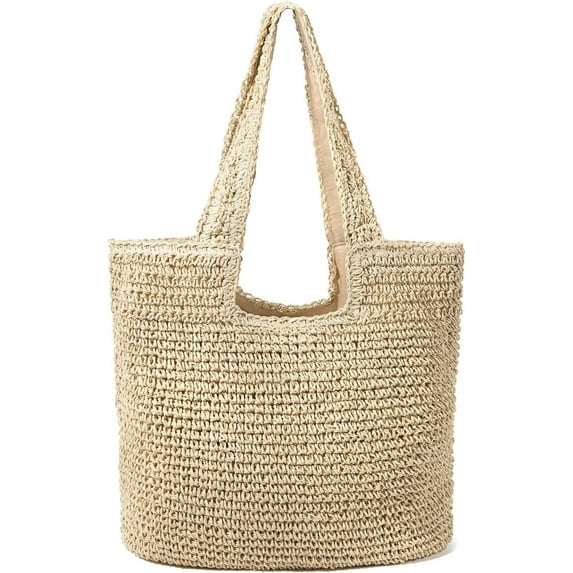 Gocvo Straw Beach Bag for Women Summer Woven Beach Tote Bag Shoulder Handbags Boho Bag