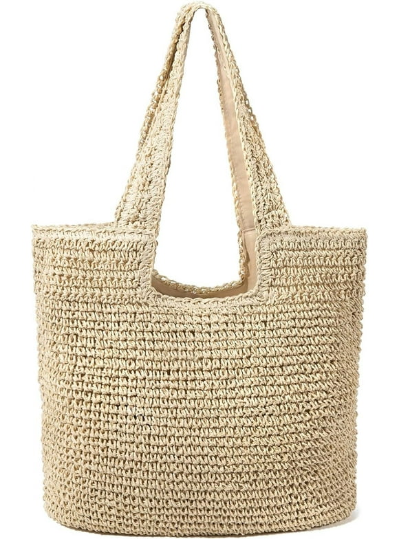 Straw Beach Bag for Women Summer Woven Beach Tote Bag Shoulder Handbags Boho Bag