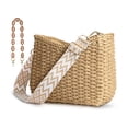 thumbnail image 1 of Gocvo Beach Straw Handbags for Women, Straw Purses and Handbags for Women Classic Summer  Purses Womens Straw Bags with Chain (Brown), 1 of 6