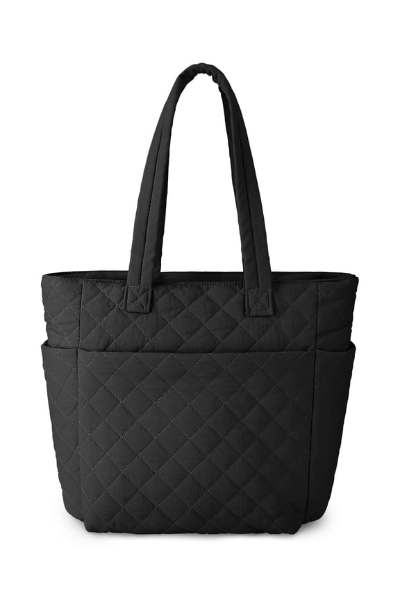 Tote Bag for Women, Large Capacity Lightweight Puffer Bag, Waterproof Shoulder Bag for Women for Daily Travel, Gym, Work(Grid Black)