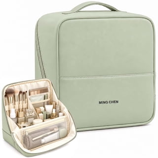 Gocvo Travel Makeup Bag, Large Waterproof Cosmetic Toiletry Bag for Women, Multi-Zone Standing Organizer for Travel,Avocado Green