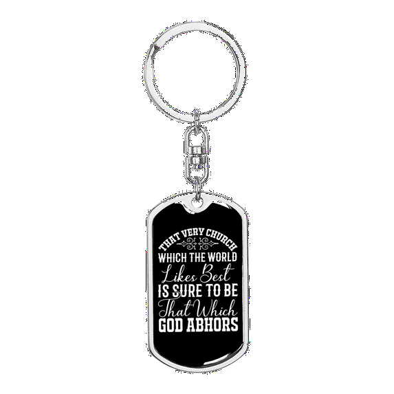 God Abhors Stainless Steel or 18k Gold Premium Swivel Dog Tag Keychain