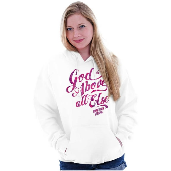 God Above All Else Religious Women Plus Size Graphic Pullover Hoodie Brisco Brands 3X