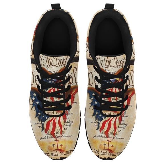 God And Country Patriotic American Flag Running Shoes Sneakers Mesh Black Size 3.5
