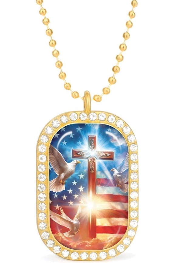 God And Peace Pro U.S. Flag Novelty Pendant Necklaces ideal for Women Funny Fashion Jewelry Diamond Necklaces for Wedding Birthday Gold Silver[s224]