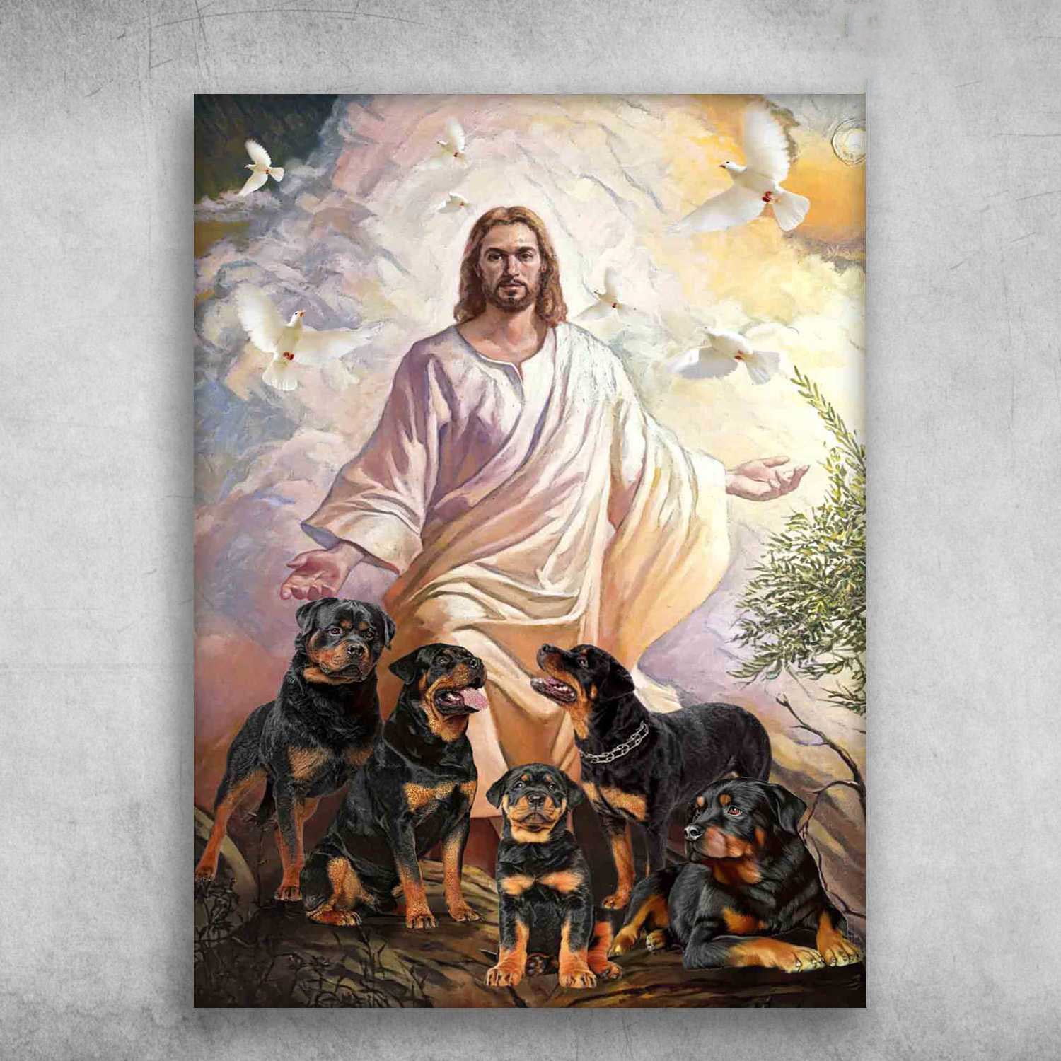 God And Rottweiler, Dove Poster, Jesus Dog Lover 11 x 17 Inch Poster ...