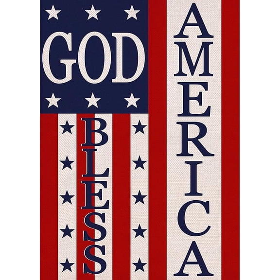 God Bless America 4th of July Patriotic Garden Flag, Home Decorative American Memorial Day Yard USA Star Stripes Outside Decoration, Spring Summer Seasonal Outdoor Small Decor 12 x 18