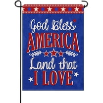God Bless America 4th of July Patriotic Small Decorative Garden Flag, Land That I Love American Blue Yard Lawn Outside Decor, USA Stars Burlap Outdoor Home Decoration Double Sided 12 x 18