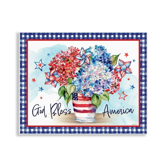 Stupell Industries God Bless America Bouquet Wall Plaque Art, design by Nicole DeCamp