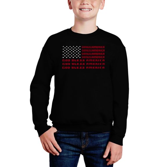God Bless America - Boy's Word Art Crewneck Sweatshirt