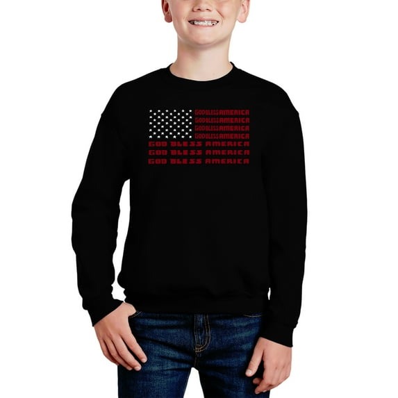 God Bless America - Boy's Word Art Crewneck Sweatshirt