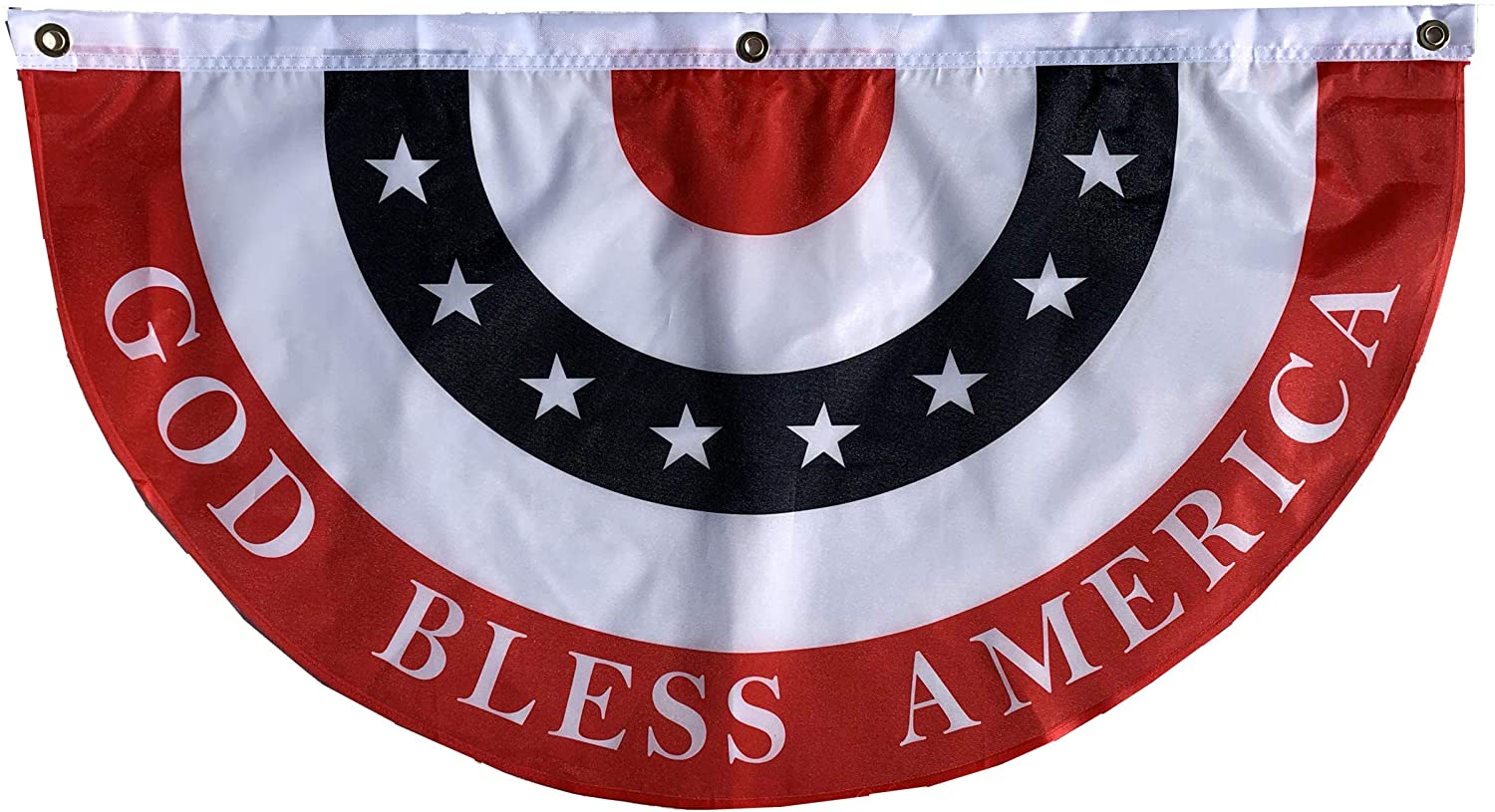 God Bless America Bunting Flag – 18” x 36”, USA, President's Day, Memorial Day, 4th of July, Patriotic Decoration, Christmas - image 1 of 6