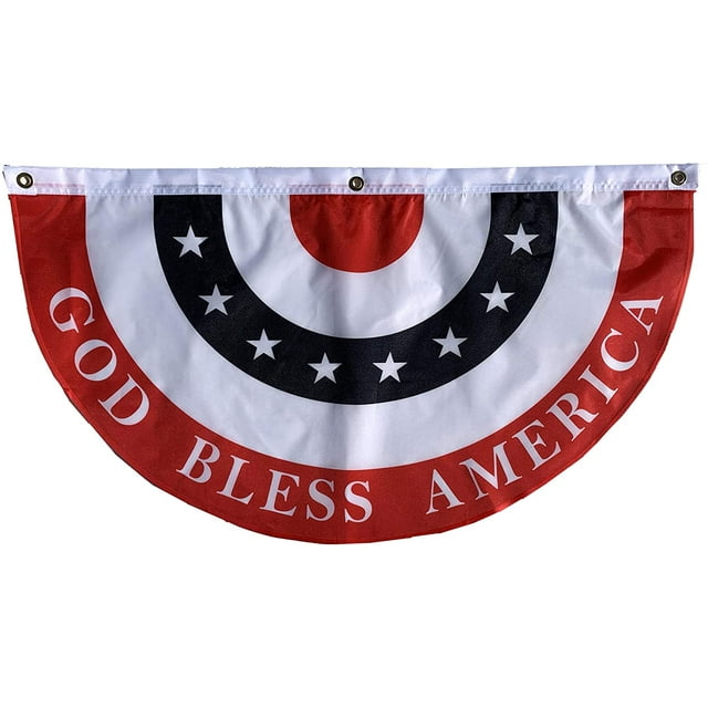 God Bless America Bunting Flag – 18” x 36”, USA, President's Day, Memorial Day, 4th of July, Patriotic Decoration, Christmas