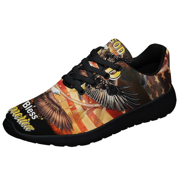God Bless America Eagle Dreamcatcher Shoes Sneakers for Women Men Black Size 5