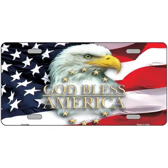 God Bless America Eagle Novelty Metal License Plate 24" x 12" Large